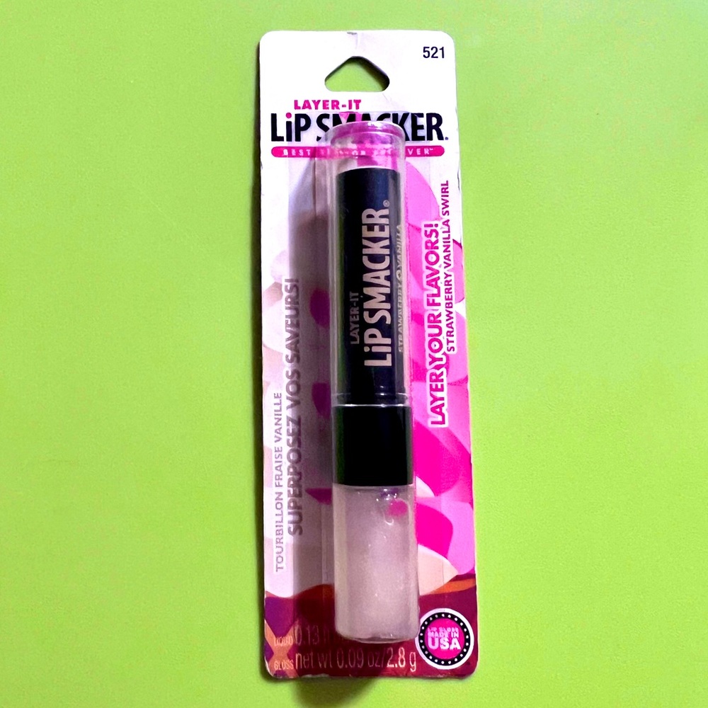Bonne Bell LAYER-IT Lip Smacker STRAWBERRY VANILLA SWIRL #521 Liquid Gloss Balm